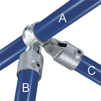 Type C52 Corner Swivel Socket is a complete combination swivel fitting made by combining two Type 50 Female Single Swivel Socket Member fittings and one Type M52 Male Corner Swivel Socket Member.