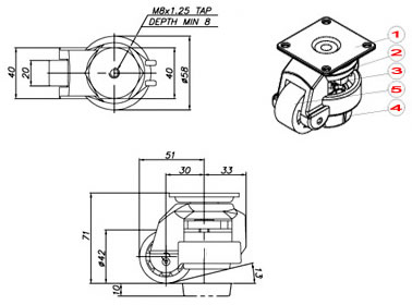 gd-40s leveling stem casters