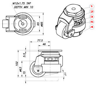 gd-80s leveling stem casters