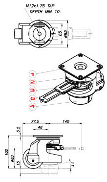 gdr-80s leveling ratchet casters