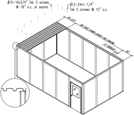 Install the dust cover by placing the first piece of deck at one end of the office, resting on the cornice mold. Follow dust cover layout on building plans.