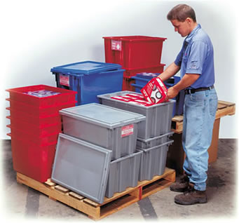 Heavy-Duty Stack and Nest Containers - 24 x 15 x 8, Red S-19473R